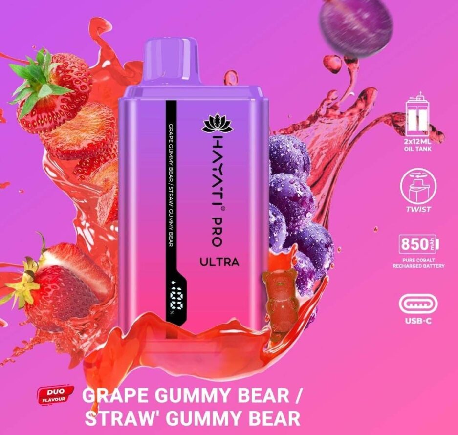 gummy bear hayati pro max Hayati Pro Ultra Grape Gummy Bear / Straw Gummy Bear 15000pfs 2%