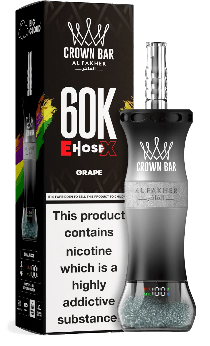 Al-Fakher-Crown-Bar-E-Hose-X-60000-Puffs-Grape